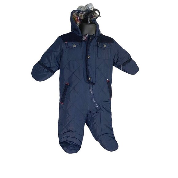 Rothschild Baby Unisex Snowsuit One-Piece Blue Hooded Pocket Zip 3-6 Months New - Picture 3 of 7